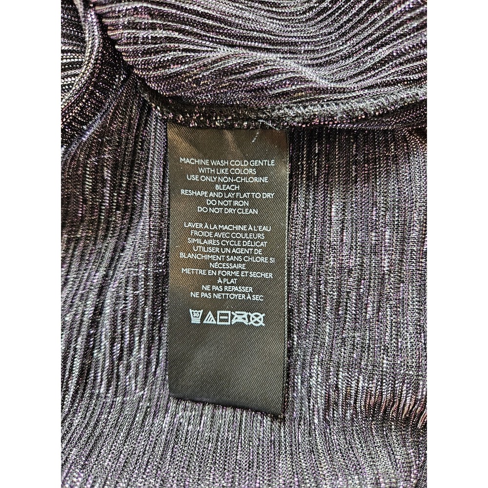 NWT Pilcro by Anthropologie Black/Purple Metallic V-Neck Button-Down Shirt +2X - Picture 8 of 10